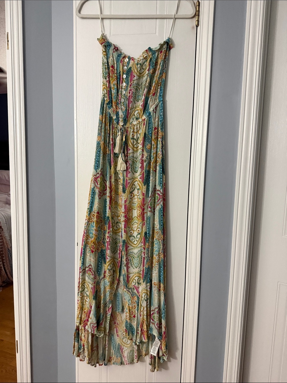Elan Multicolor Paisley Strapless Maxi Dress